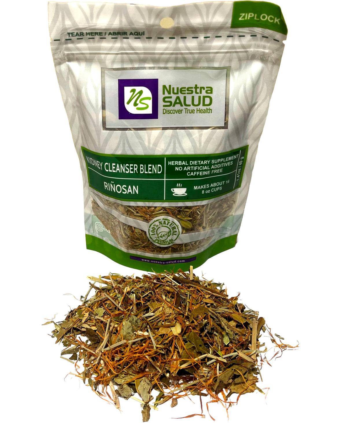 Nuestra NS Salud Peruvian herbal blend pack with fresh fragrance.