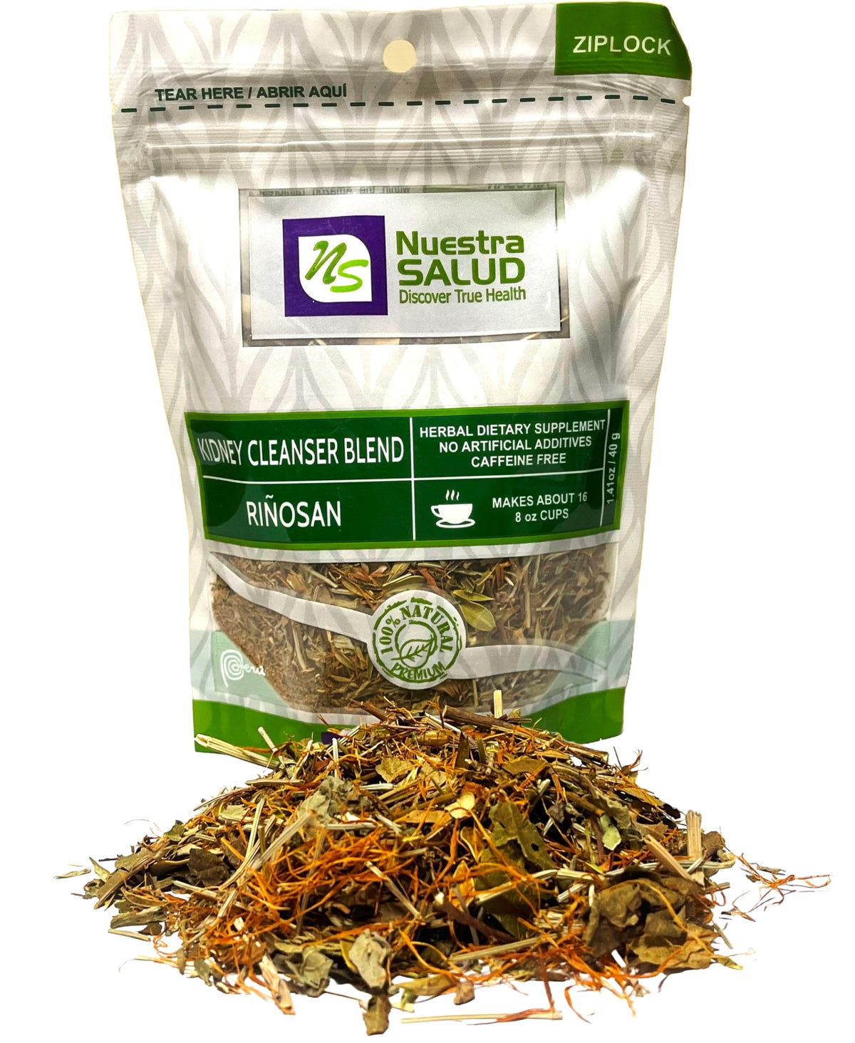 Nuestra NS Salud tea steeping in cup ready to enjoy.