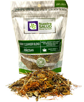 Nuestra NS Salud tea steeping in cup ready to enjoy.