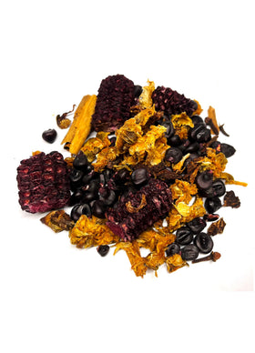 Nuestra NS Salud purple corn pieces show vibrant color and versatility