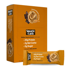 NuGo Smarte Carb bar in chocolate peanut butter crunch, high protein snack for workouts