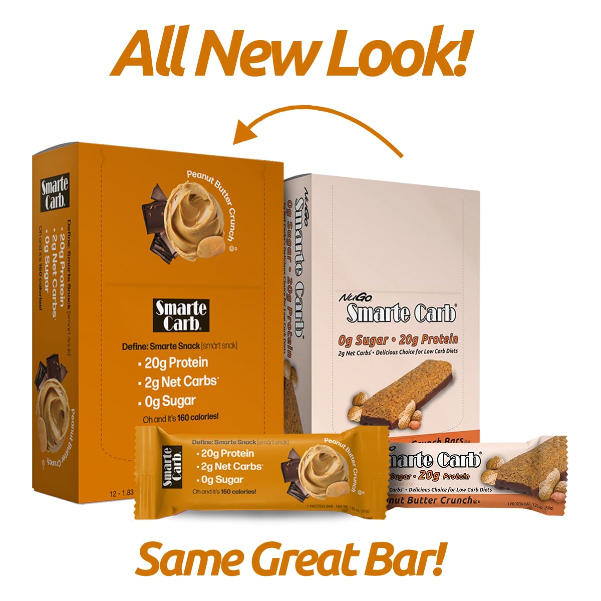 NuGo Smarte Carb bar in chocolate peanut butter crunch, zero sugar for on-the-go