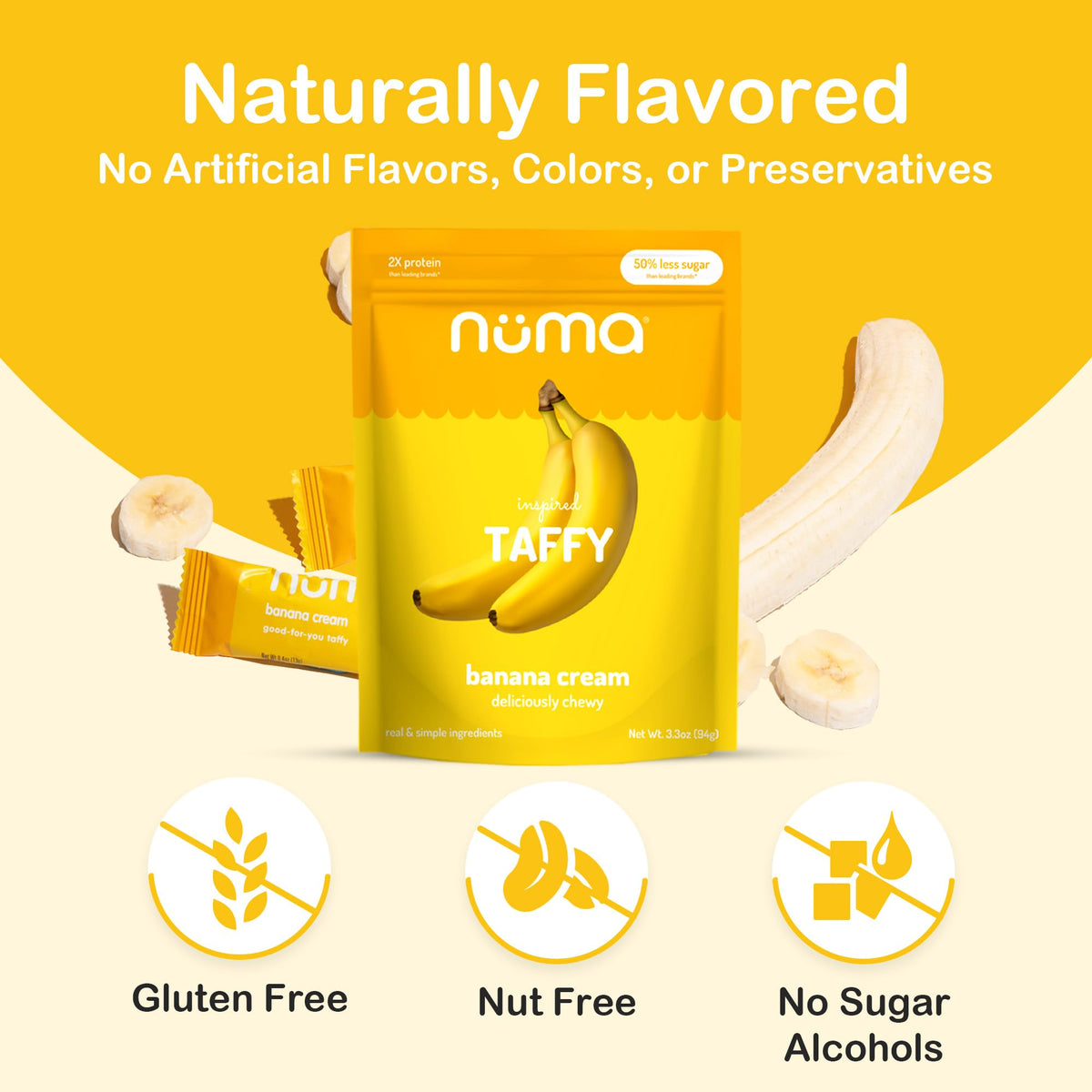 Numa Banana Taffy gym-friendly treat supports quick energy during workouts.