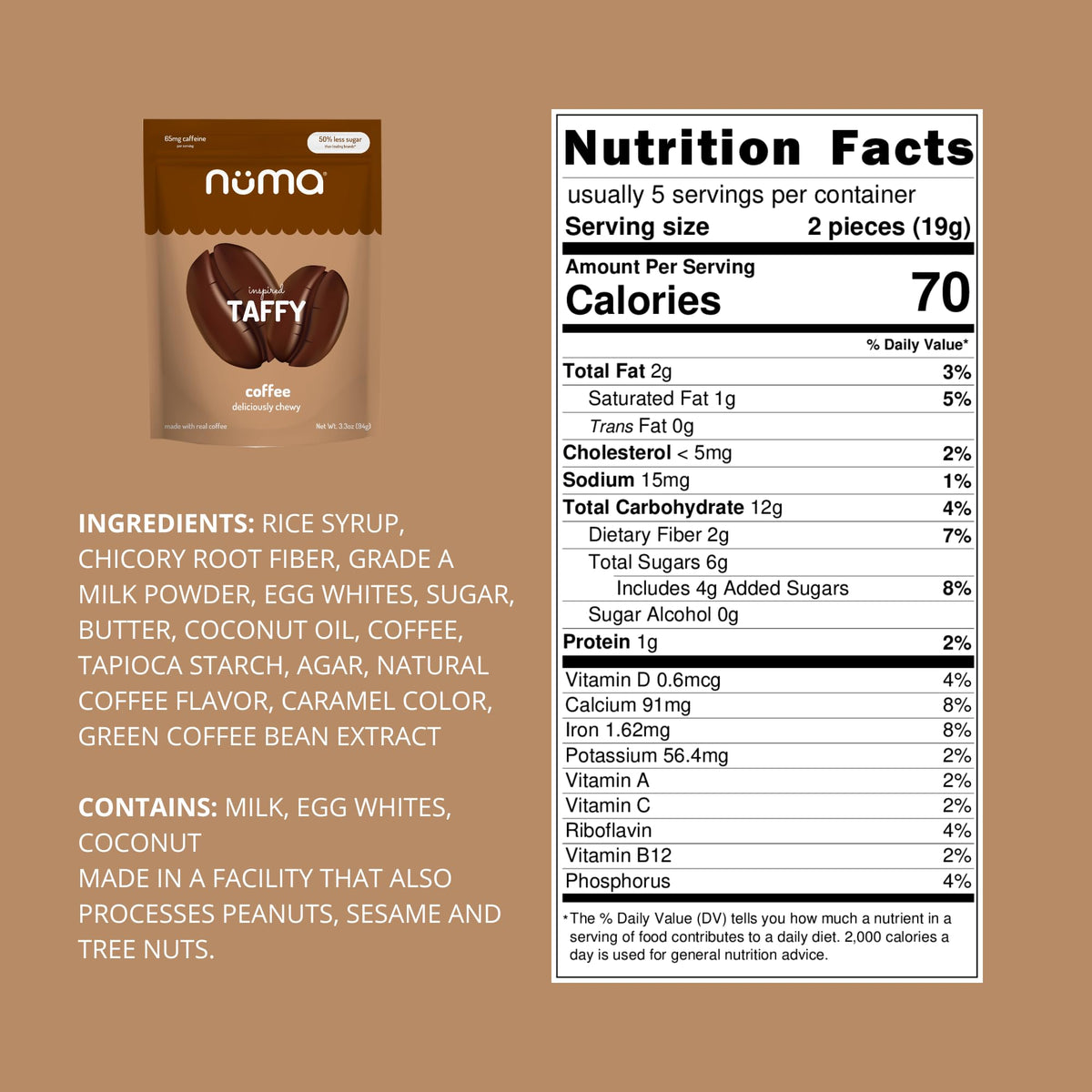 Gluten-free and all natural Numa Chews emphasize wellness-friendly treats.