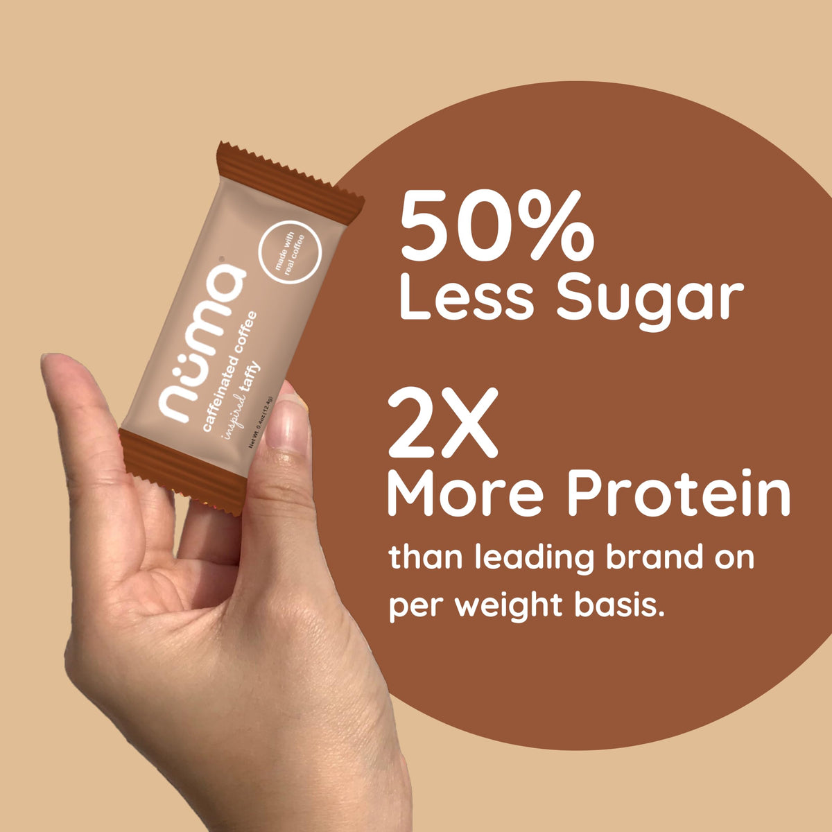 Individually wrapped Numa Coffee Chews for on-the-go snacking and freshness.