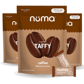 Numa Coffee Chews packaging with three bags, ideal for gifting.