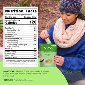 Numa Foods mini bars in gym bag—perfect quick workout snack.