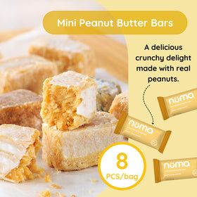 Numa Foods mini PB bars close-up, crunchy texture for a satisfying bite