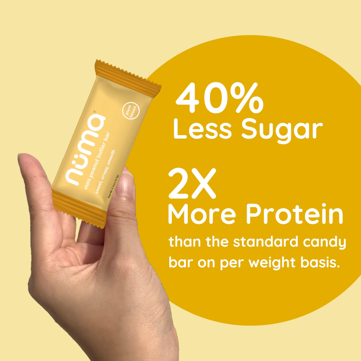 Numa Foods vegan high-protein peanut bites close-up, plant-based snack