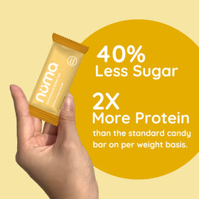 Numa Foods vegan high-protein peanut bites close-up, plant-based snack