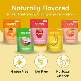 Numa Gluten-free label on packaging indicating allergen-friendly snack.