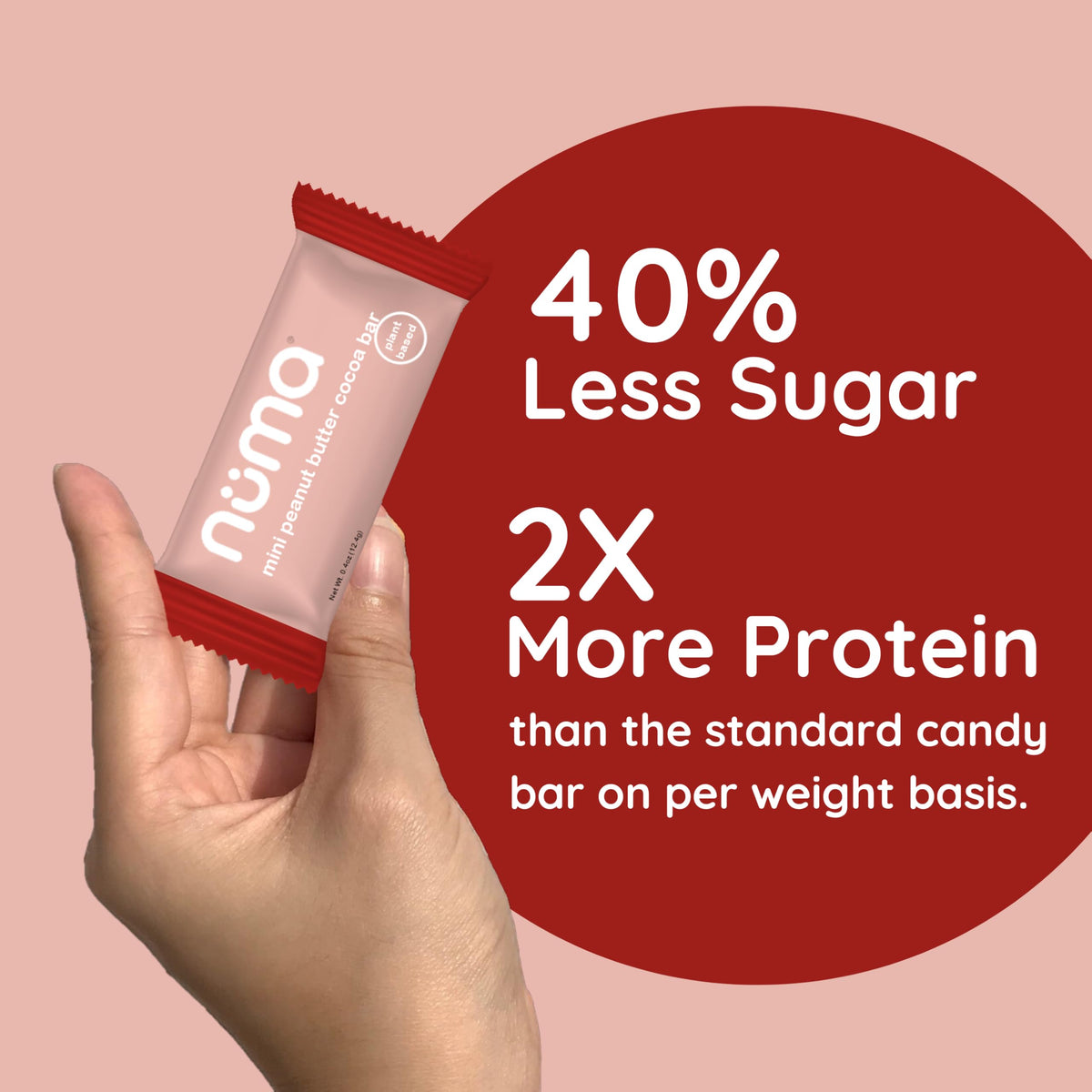 Numa Mini Peanut Butter Cocoa Bars on the go, easy travel snack.