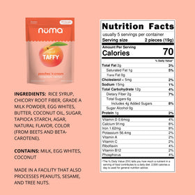 Numa Taffy Peaches 'n Cream individual chew for portable snacking.