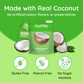 Numa coconut taffy snack on the go for travel or work