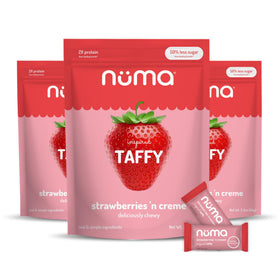 Numa Taffy Strawberries Creme bag, gluten-free and low-sugar.