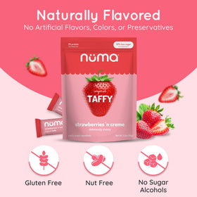 Travel-friendly, nut-free chews beside a laptop.