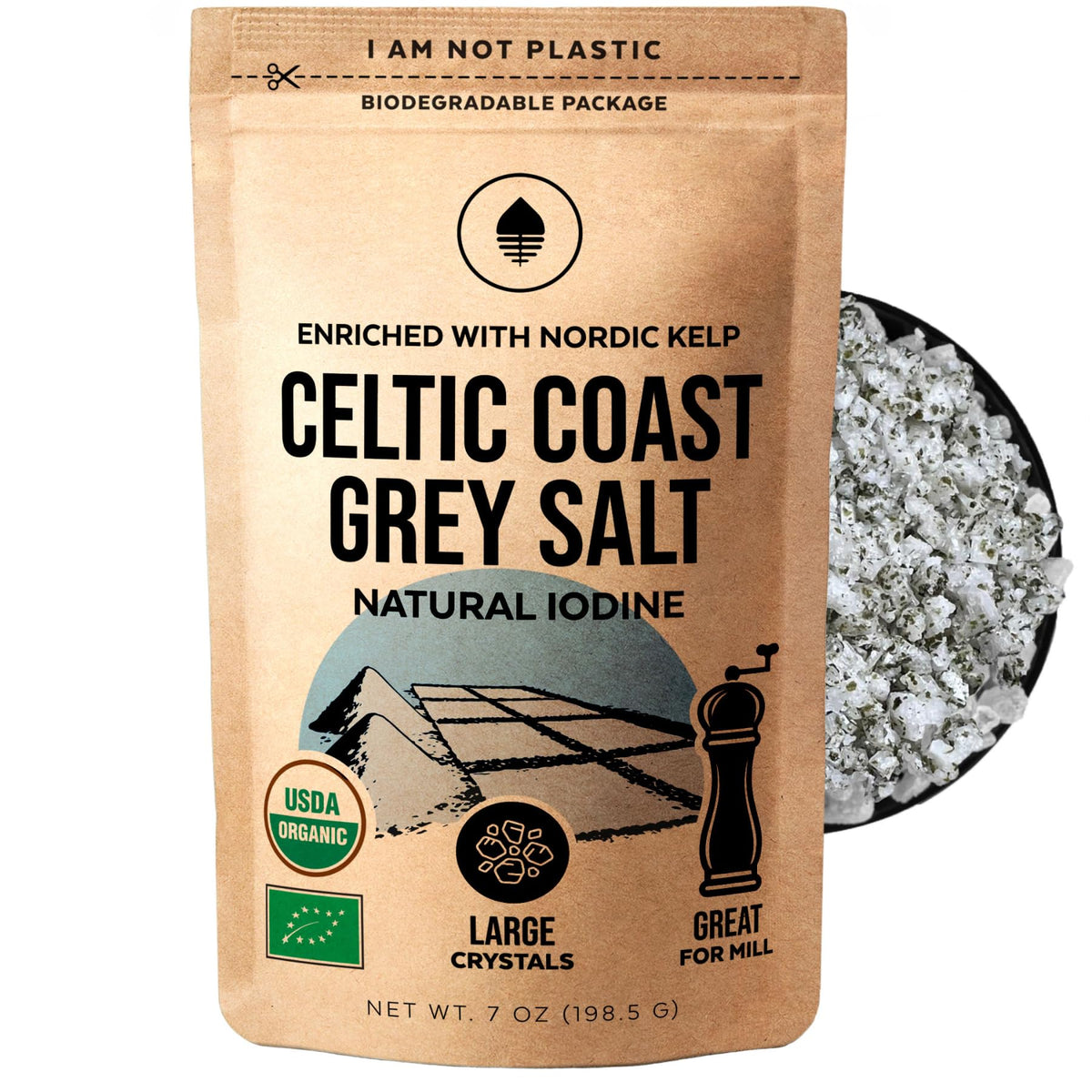 Numami Celtic Coast Gray Salt with Nordic Kelp jar showing mineral-rich blend for rich flavor.