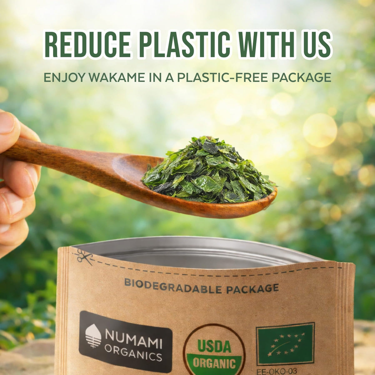 Numami Eco-packaging shot, biodegradable packaging for eco-friendly cooking.