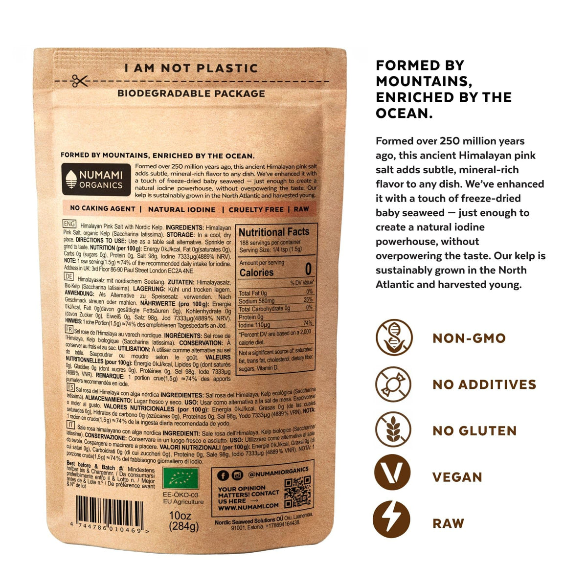 Coarse-grain Numami salt for grinder refills and bold cooking.