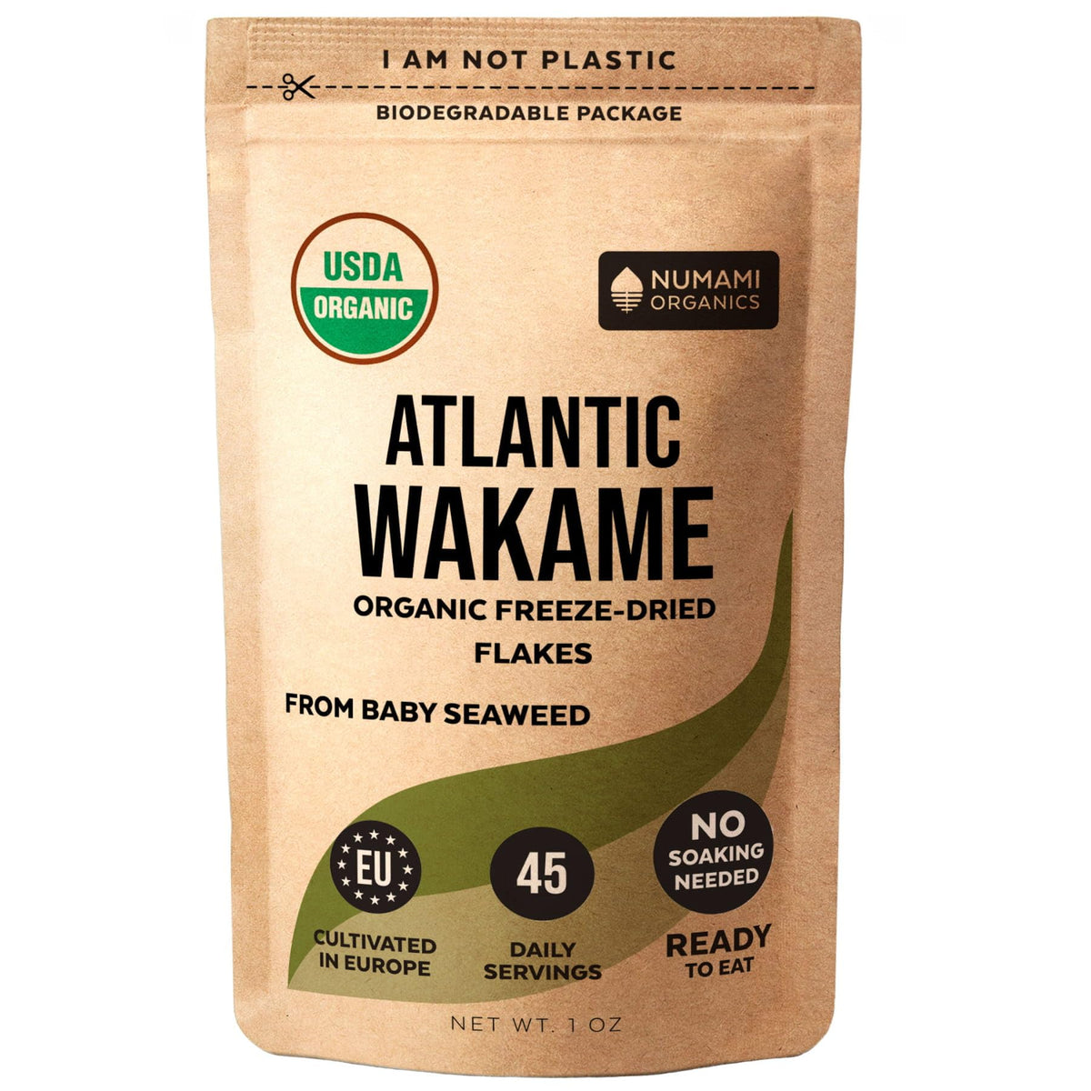 Numami Wakame Flakes bottle close-up, ready to elevate miso soup and porridge.