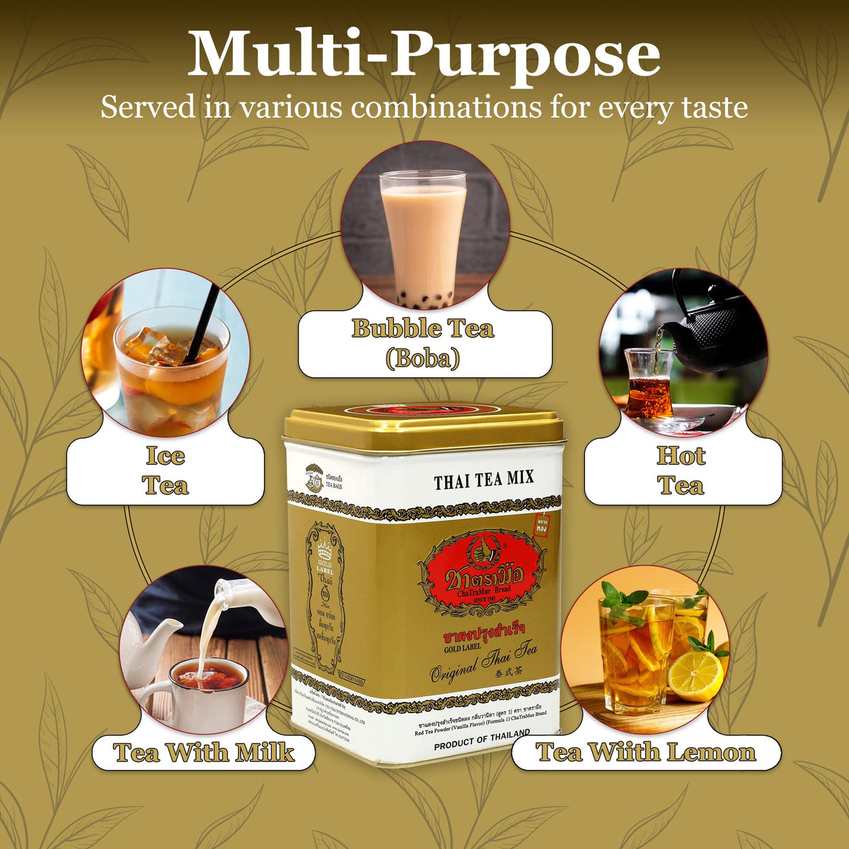 Extra Gold Thai tea bags enhance milk tea with rich color and smooth aroma
