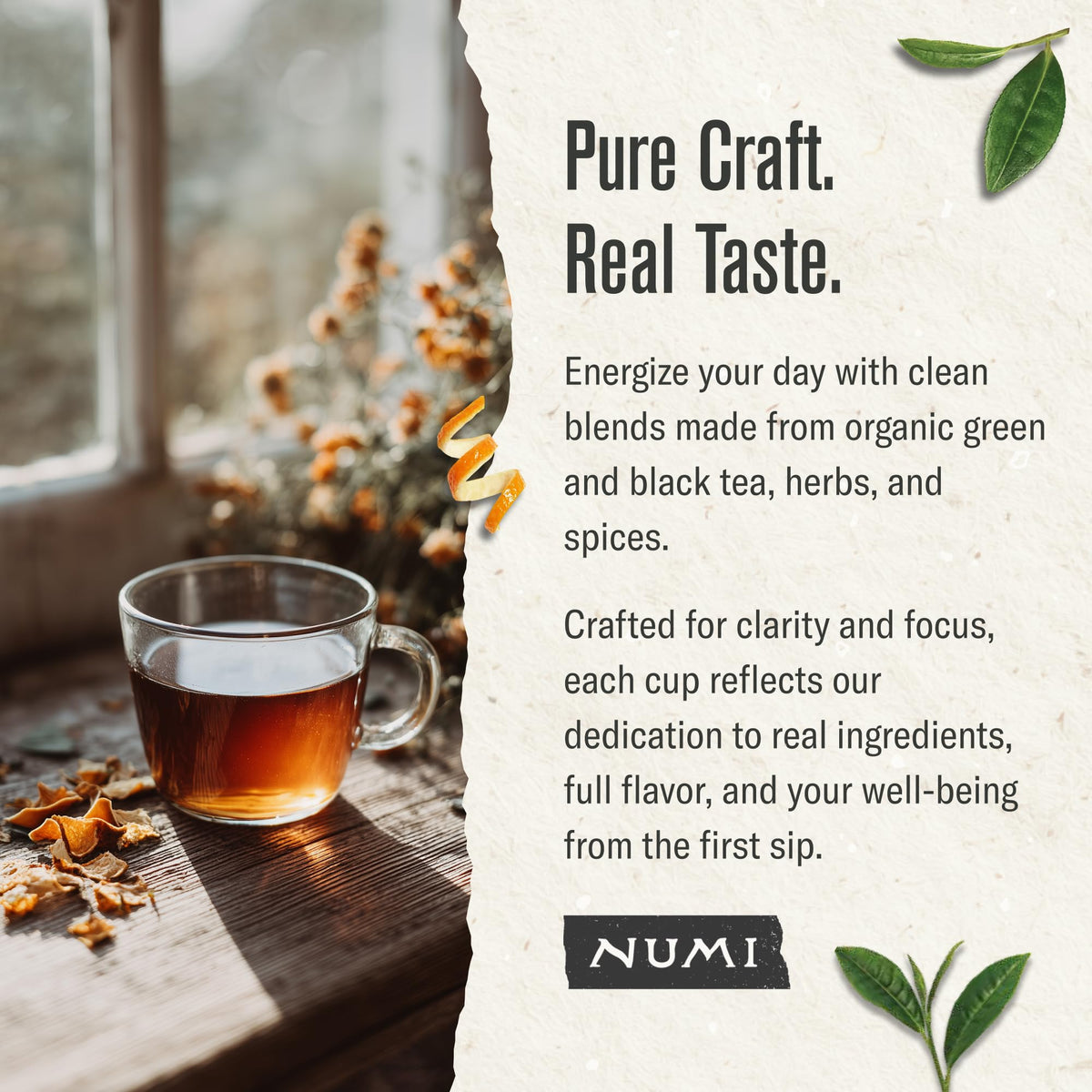 Numi aged Earl Grey medium caffeine with bergamot brightness.