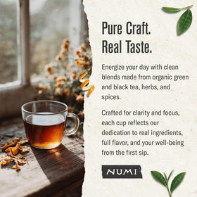 Numi aged Earl Grey medium caffeine with bergamot brightness.