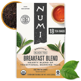 Numi Breakfast Blend Tea tea bags ready for convenient daily brewing.