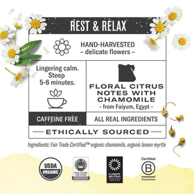 Numi Chamomile Lemon Tea steeping cup releasing citrus aroma for relaxation.