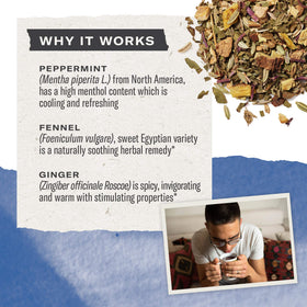 Numi Congest Away steeping cup releasing bright mint and warming spice