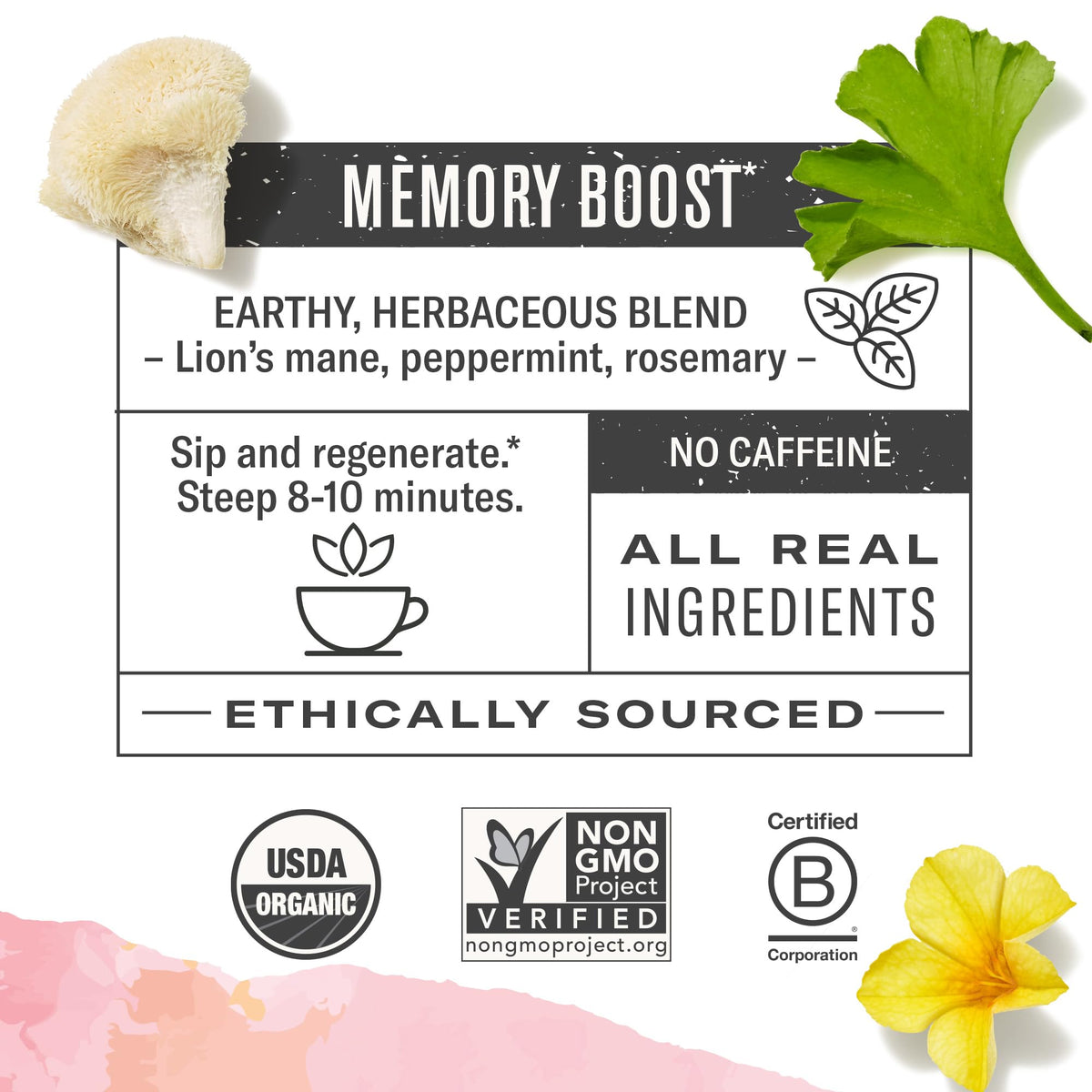 Numi Damiana Focus steeping steam rising, inviting a calming ritual and focus.