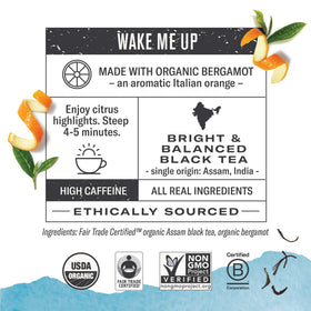 Numi Earl Grey tea with bergamot oil drops delivering fragrant aroma and brightness.