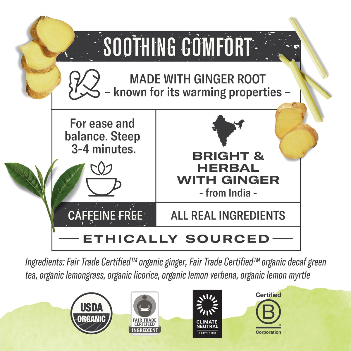 Numi Ginger Lemon Tea bags pack for convenient caffeine-free brewing anytime