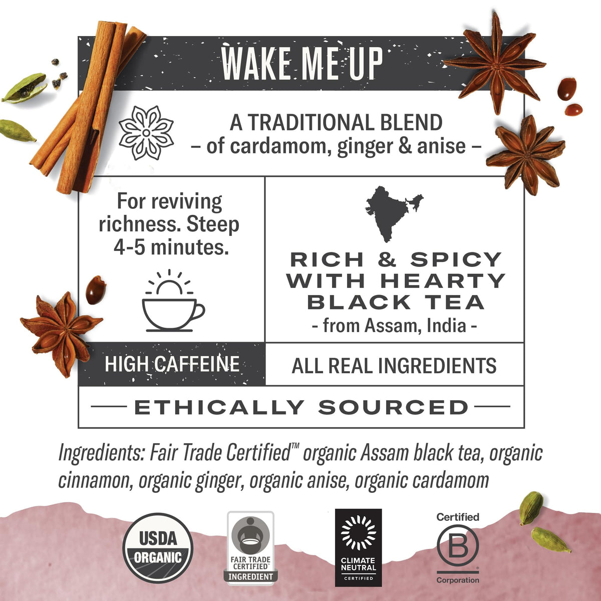 Numi Golden Chai steeped cup with rich color and inviting aroma.