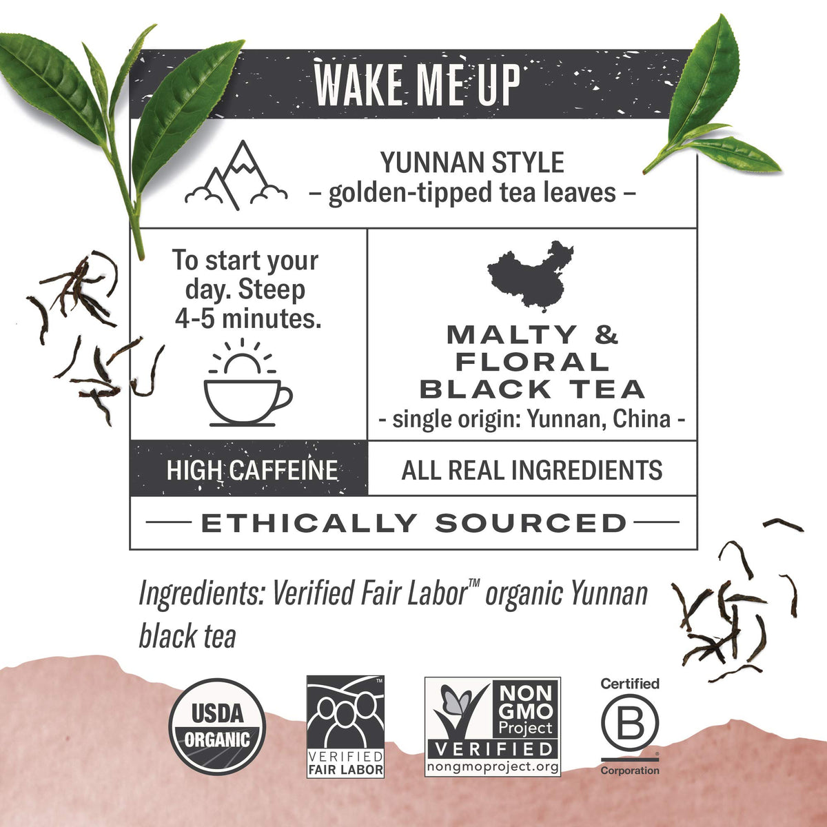 Numi golden tips Yunnan black tea reveals rich malt and delicate floral notes.