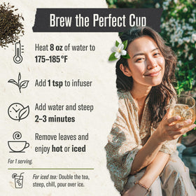 Numi Jasmine Green Tea iced brew over ice.