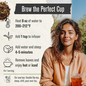 Numi Loose Leaf Tea Aroma releasing fragrant spices during steeping.