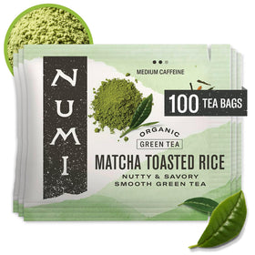 Numi Matcha Toasted Rice Tea box front showing authentic genmaicha branding.