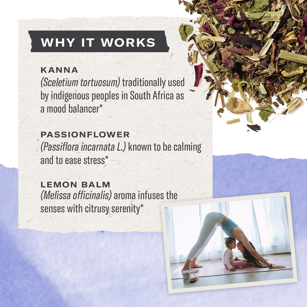 Numi Organic De-Stress packaging highlighting eco-friendly materials.