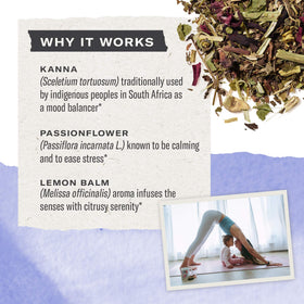 Numi Organic De-Stress packaging highlighting eco-friendly materials.