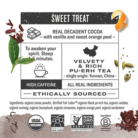 Numi Pu-erh tea closeup on dry leaves highlights premium organic blend.
