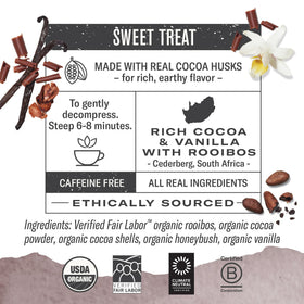 Numi Rooibos chocolate cup steeping with rich aroma for cozy break