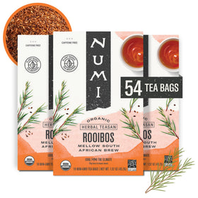 Numi Rooibos tea bags packaging highlights freshness for daily rituals