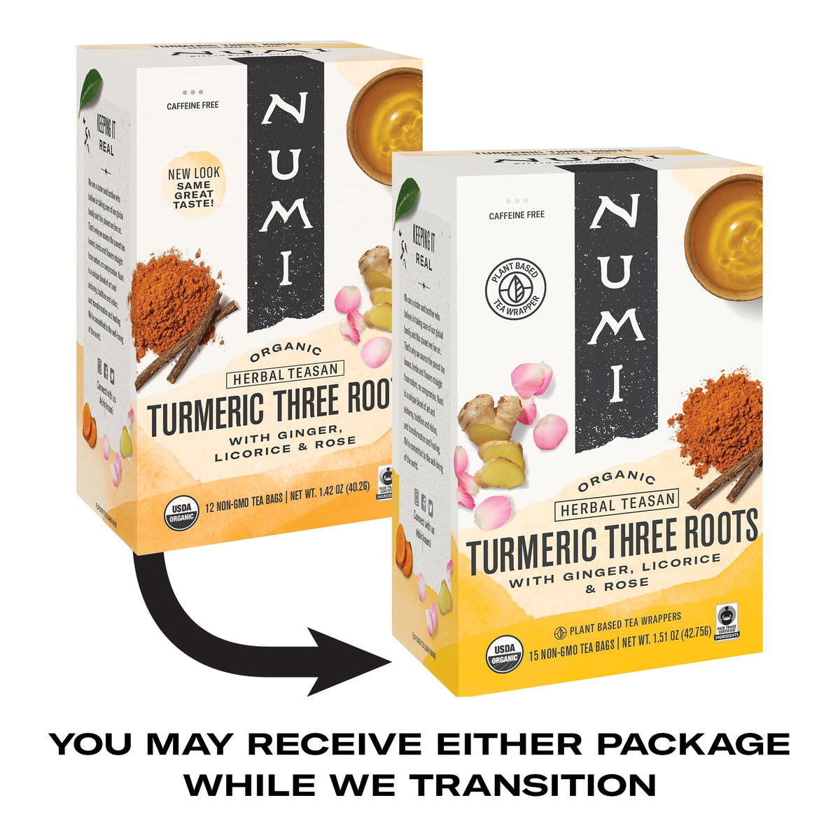 Numi Tea bags packaging and spices highlight premium blend