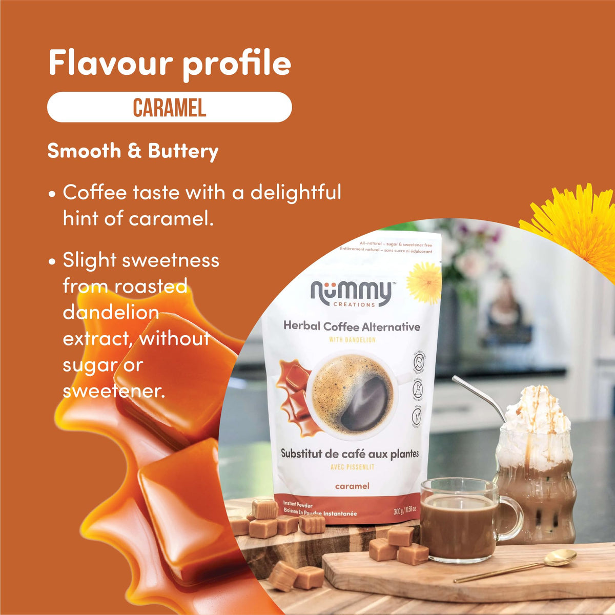 Nummy Creations dandelion chicory blend with inulin fiber.