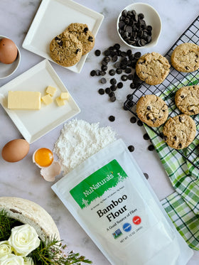 NuNaturals Bamboo Flour adds fiber to smoothies for a nutritious breakfast.