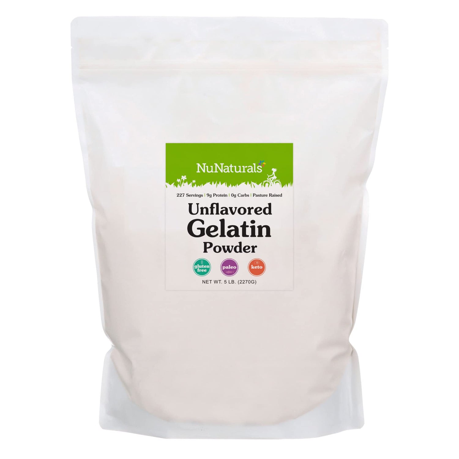 NuNaturals beef gelatin powder bottle for versatile thickening