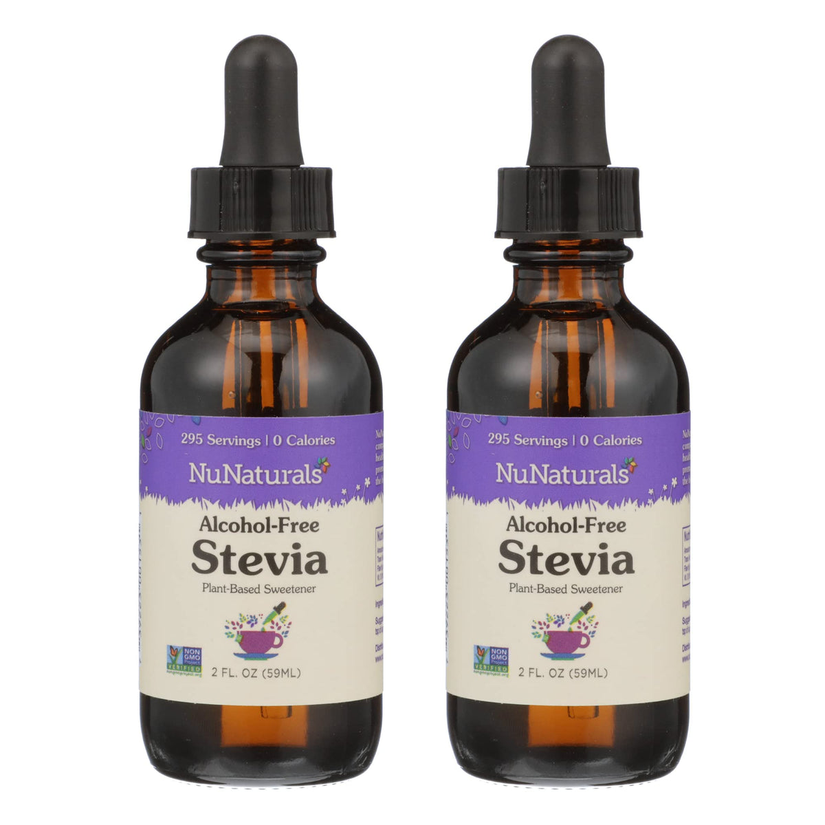 NuNaturals Liquid Stevia bottle offering zero-calorie sweetness for beverages
