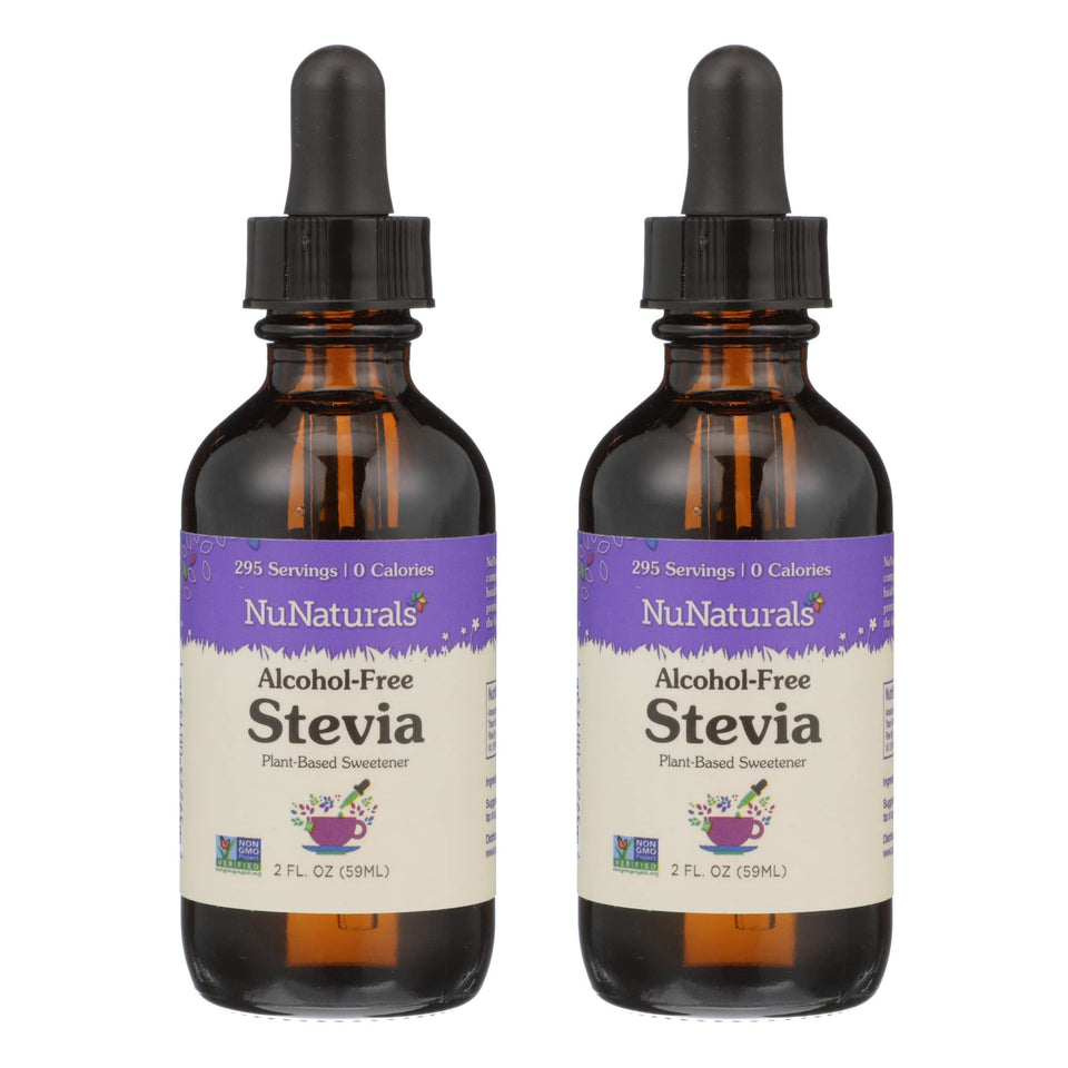 NuNaturals Liquid Stevia bottle offering zero-calorie sweetness for beverages