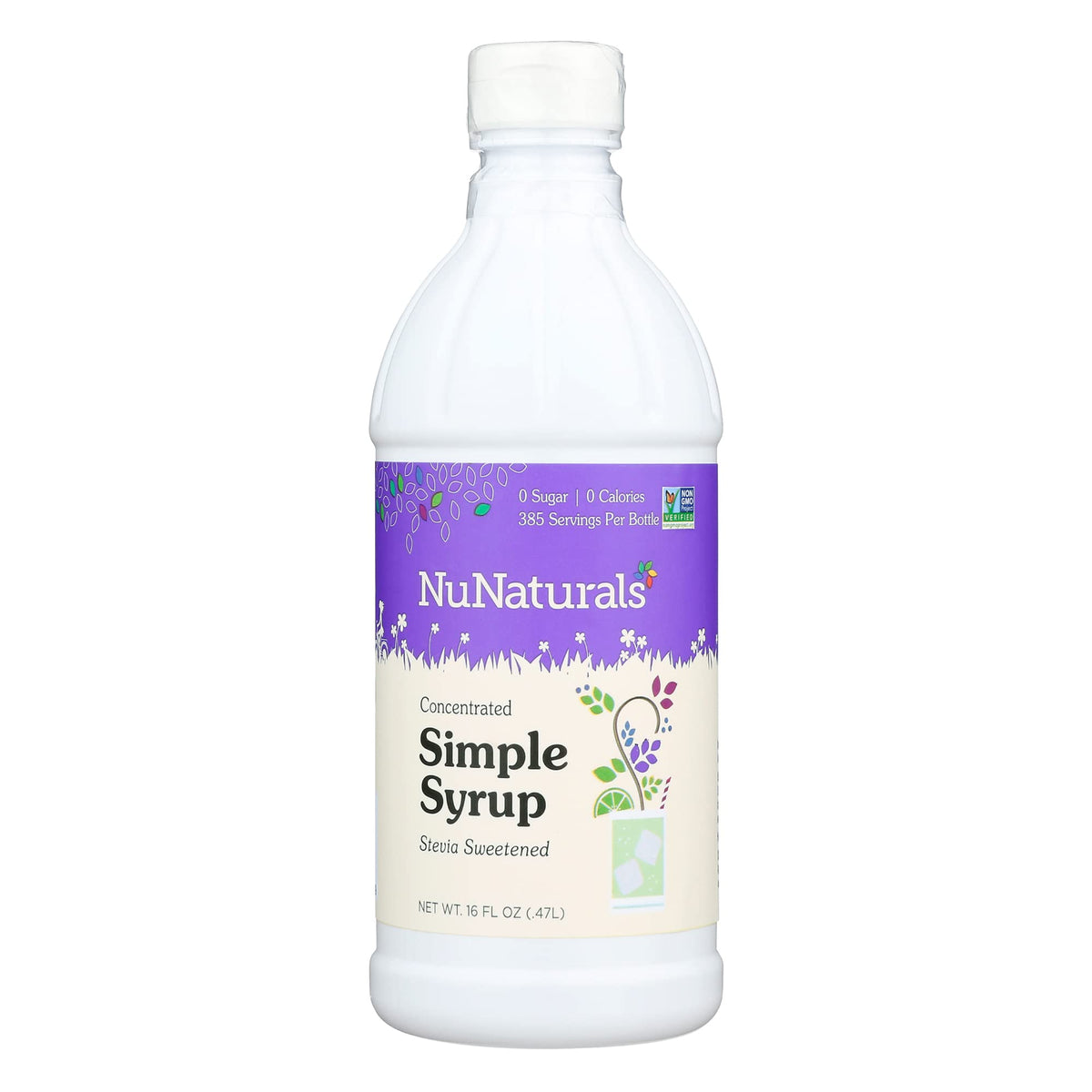 NuNaturals Stevia Simple Syrup bottle-pour offers zero calorie sweetness for daily use.